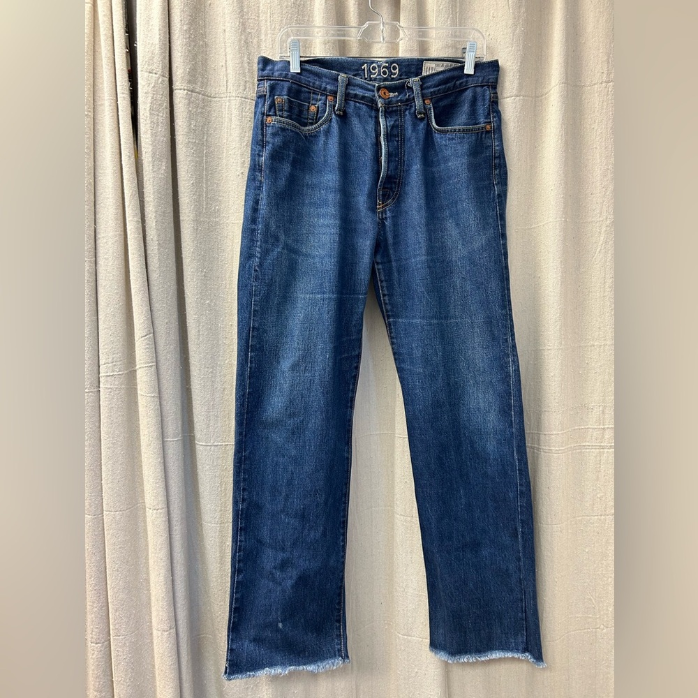GAP Dark Blue Men's  Jeans/ 100% cotton/ cut to size fringe bottom/ 33-32